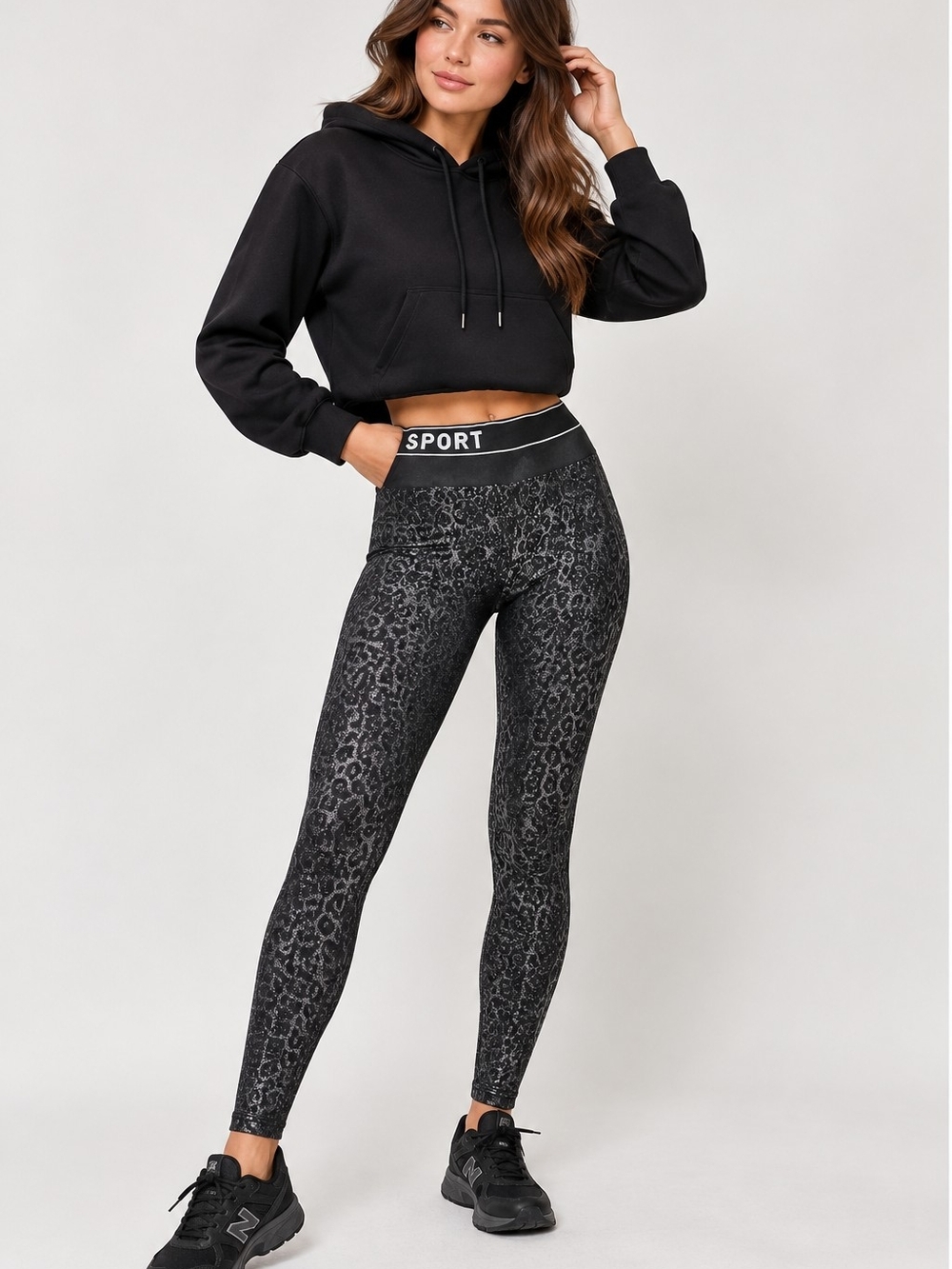 DKNY Sport Metallic Leopard Print Leggings Size S